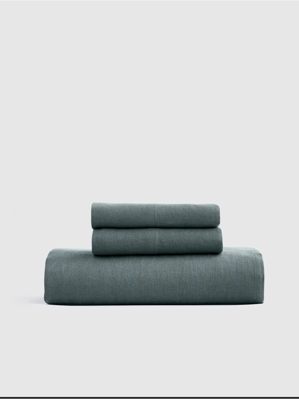 Quince European Linen Fitted Sheet Set in Ocean King Size